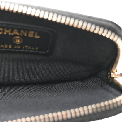 Chanel Caviar Quilted Crystal Zip Card Holder Wallet Black 5 of 8