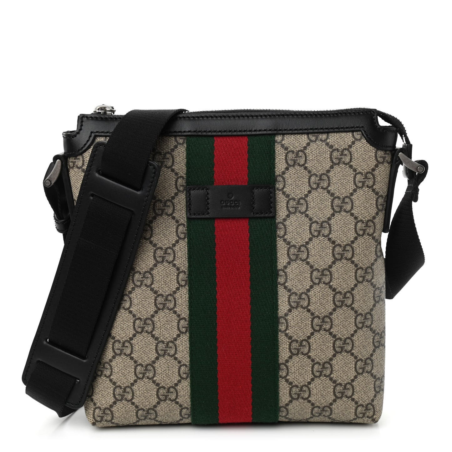 GG Supreme Monogram Web Messenger Bag Black