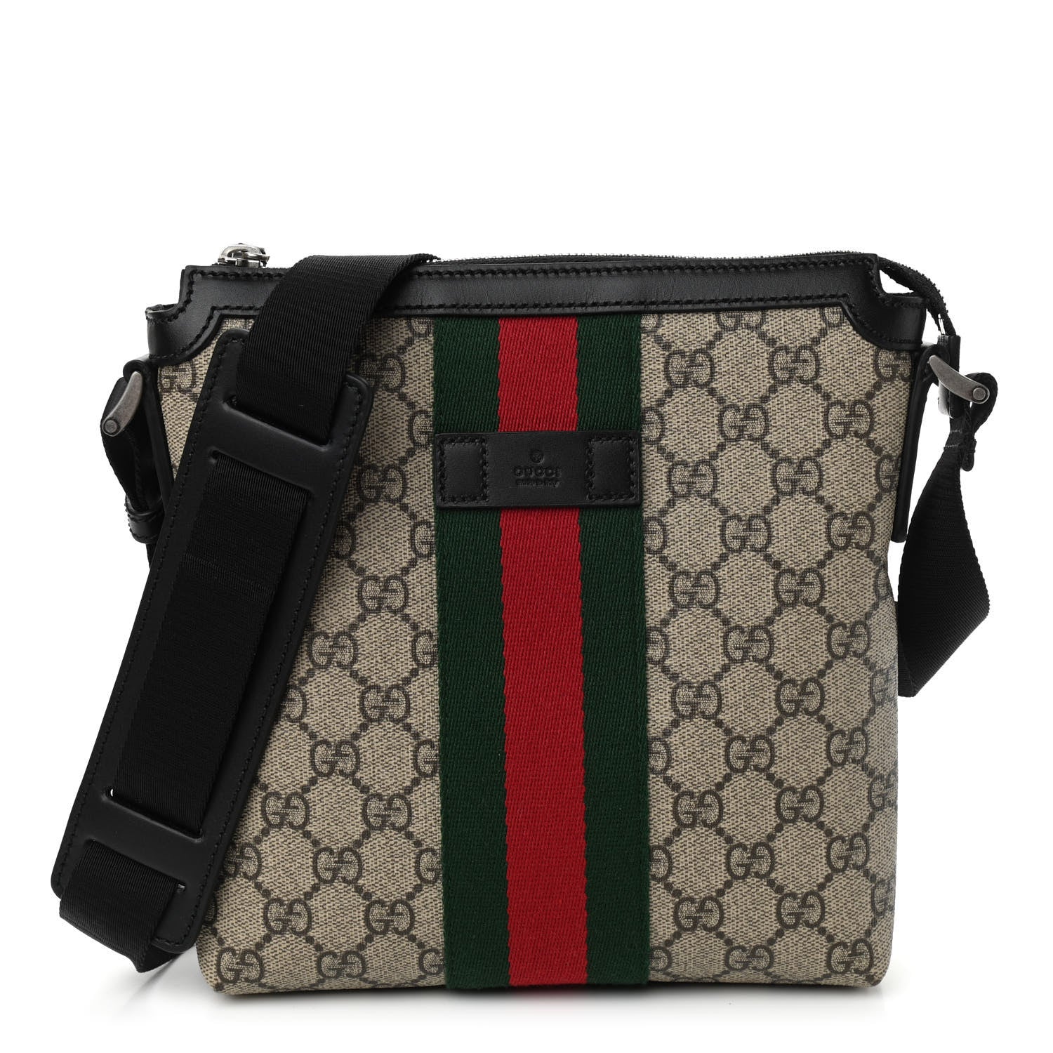 Gucci GG Supreme Monogram Web Messenger Bag Black 1 of 9