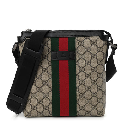 Gucci GG Supreme Monogram Web Messenger Bag Black 1 of 9