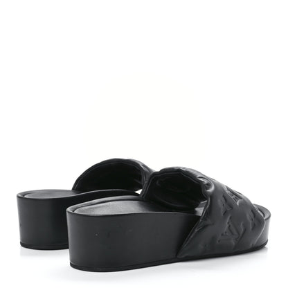 Louis Vuitton Lambskin Embossed Monogram Jumbo Flatform Mule Sandals 35 Black 4 of 9