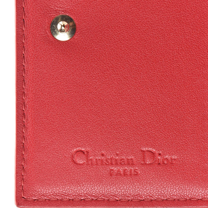 Christian Dior Lambskin Cannage Small Lady Dior Flap Card Holder Red 6 of 8