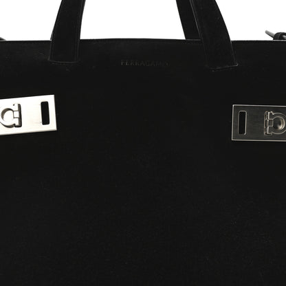Salvatore Ferragamo Suede Mens Wanda Tote Bag Black 8 of 10