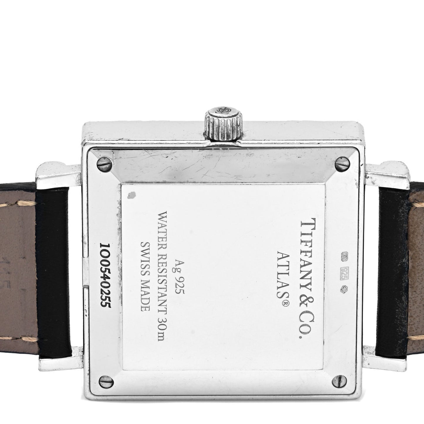 Sterling Silver Calfskin 34mm Atlas Square Automatic Watch