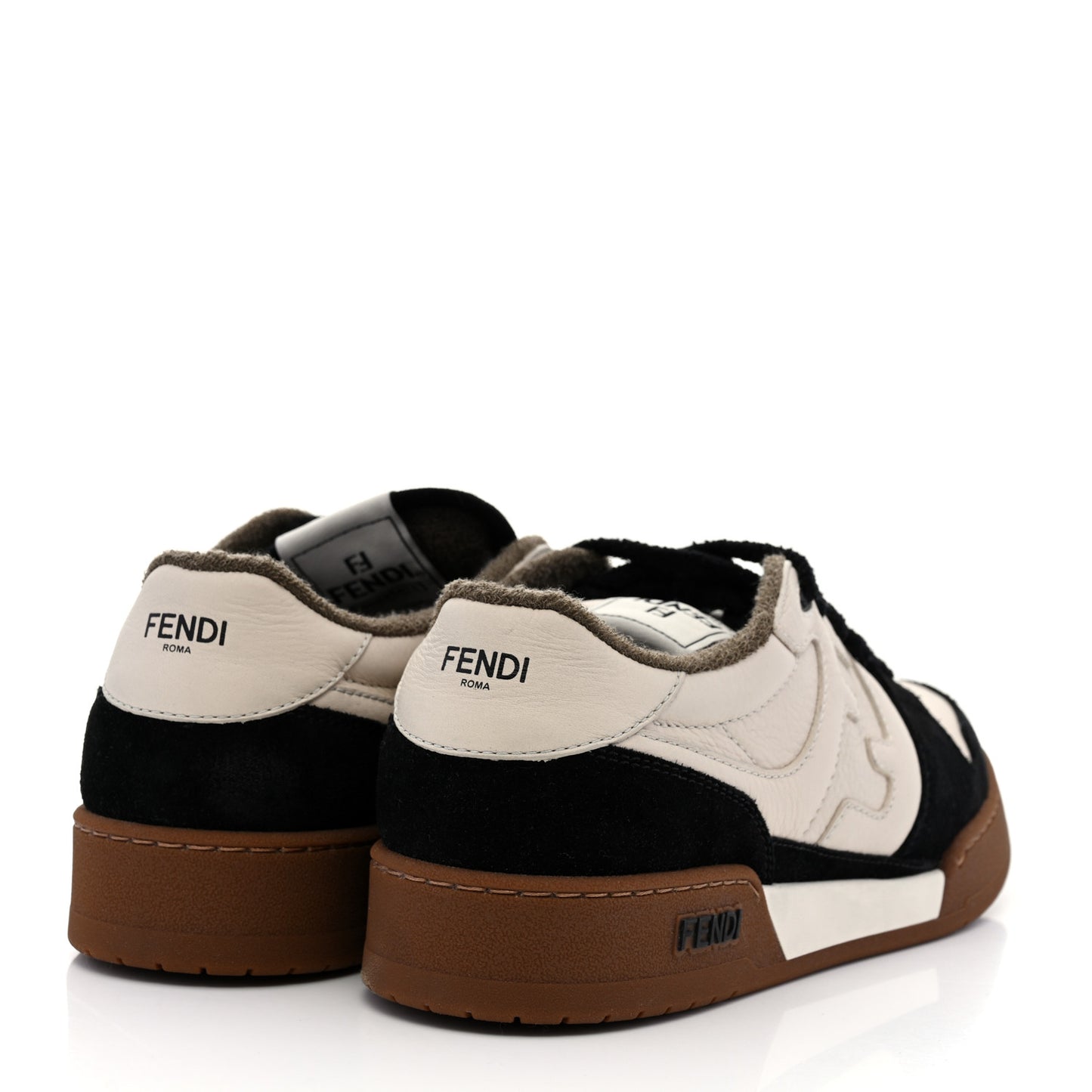 Suede Vitello Fendi Match Low Top Sneakers 41 Milk Black