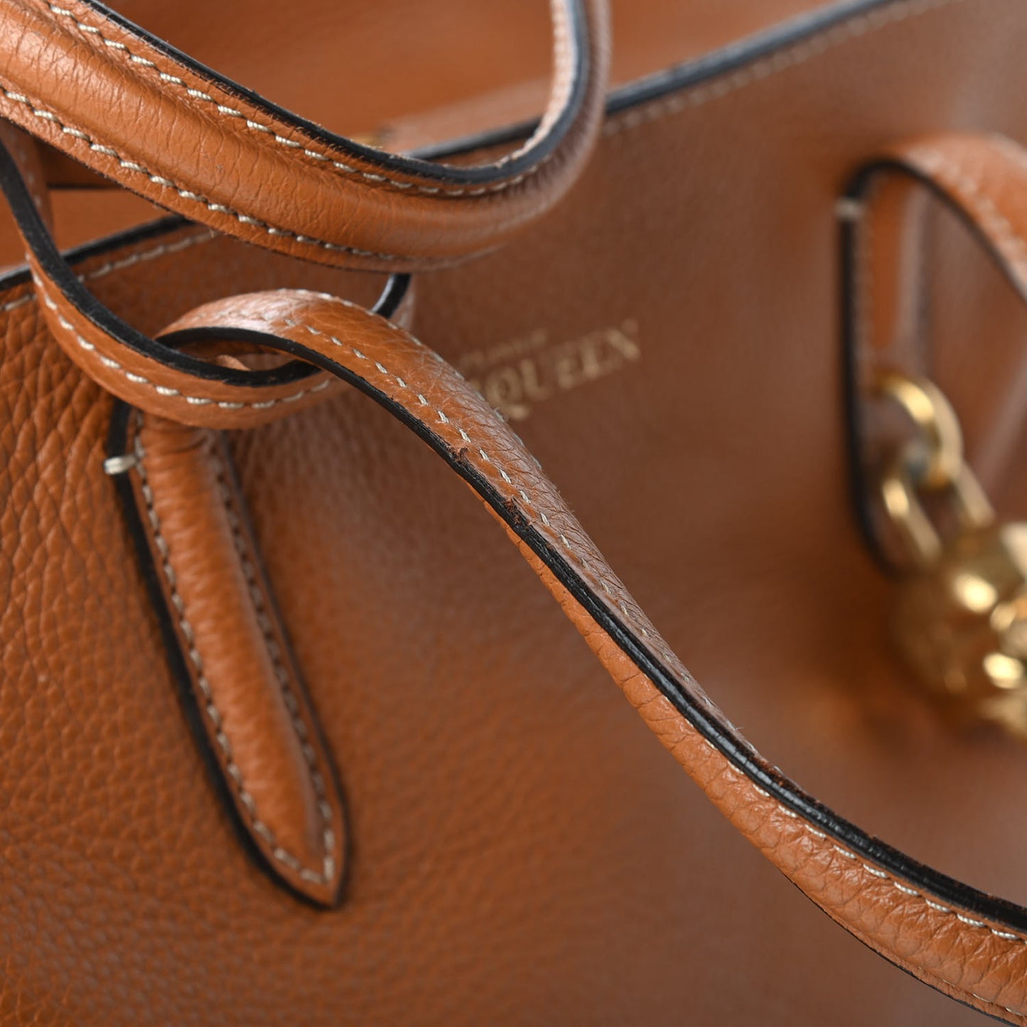 Pebbled Calfskin Small Skull Padlock Zip Around Tote Camel