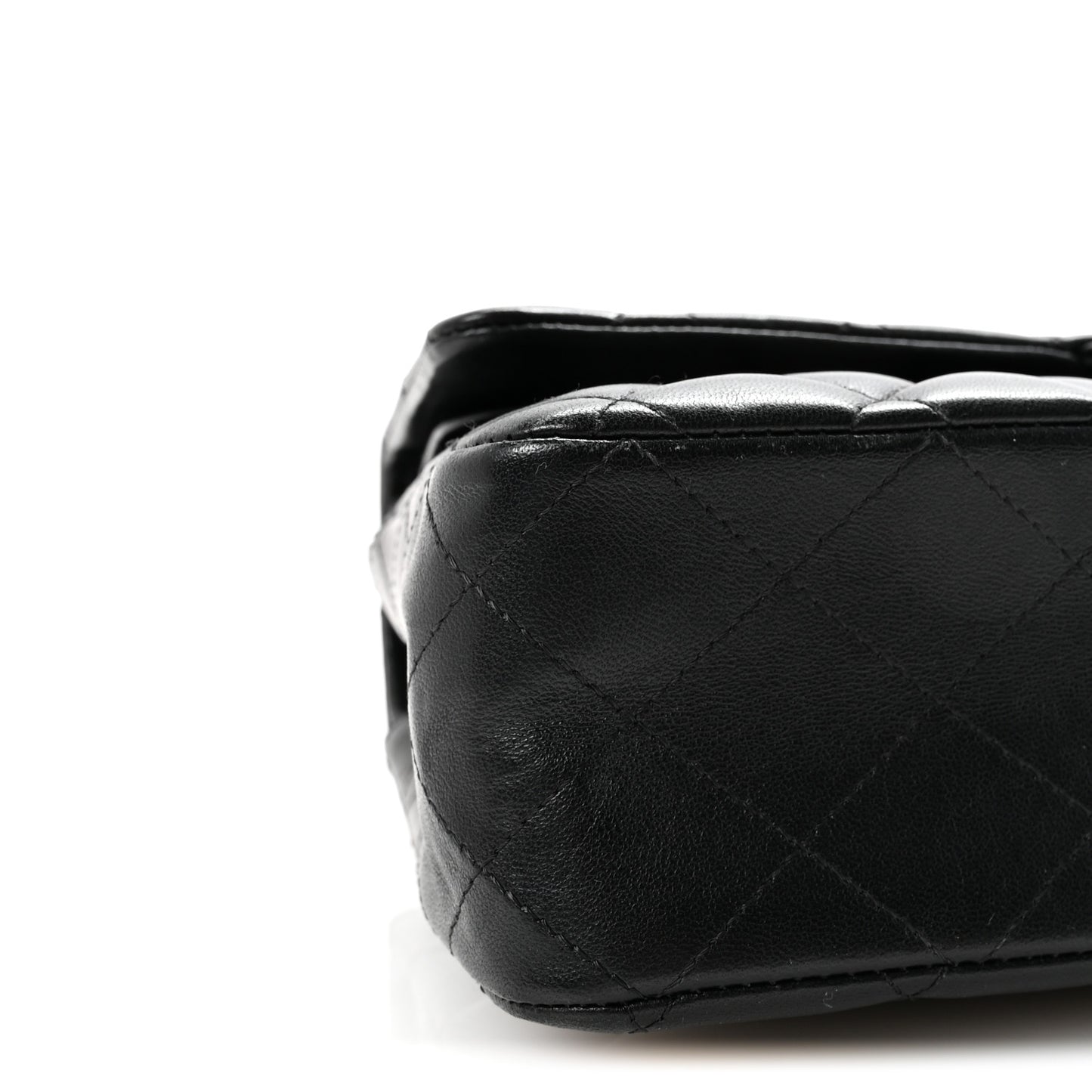 Lambskin Quilted Medium Double Flap Black