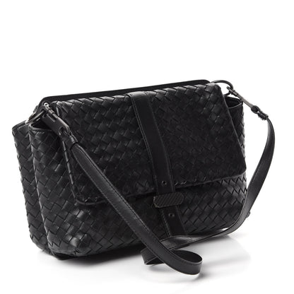 Bottega Veneta Nappa Intrecciato Flap Shoulder Bag Black 3 of 12