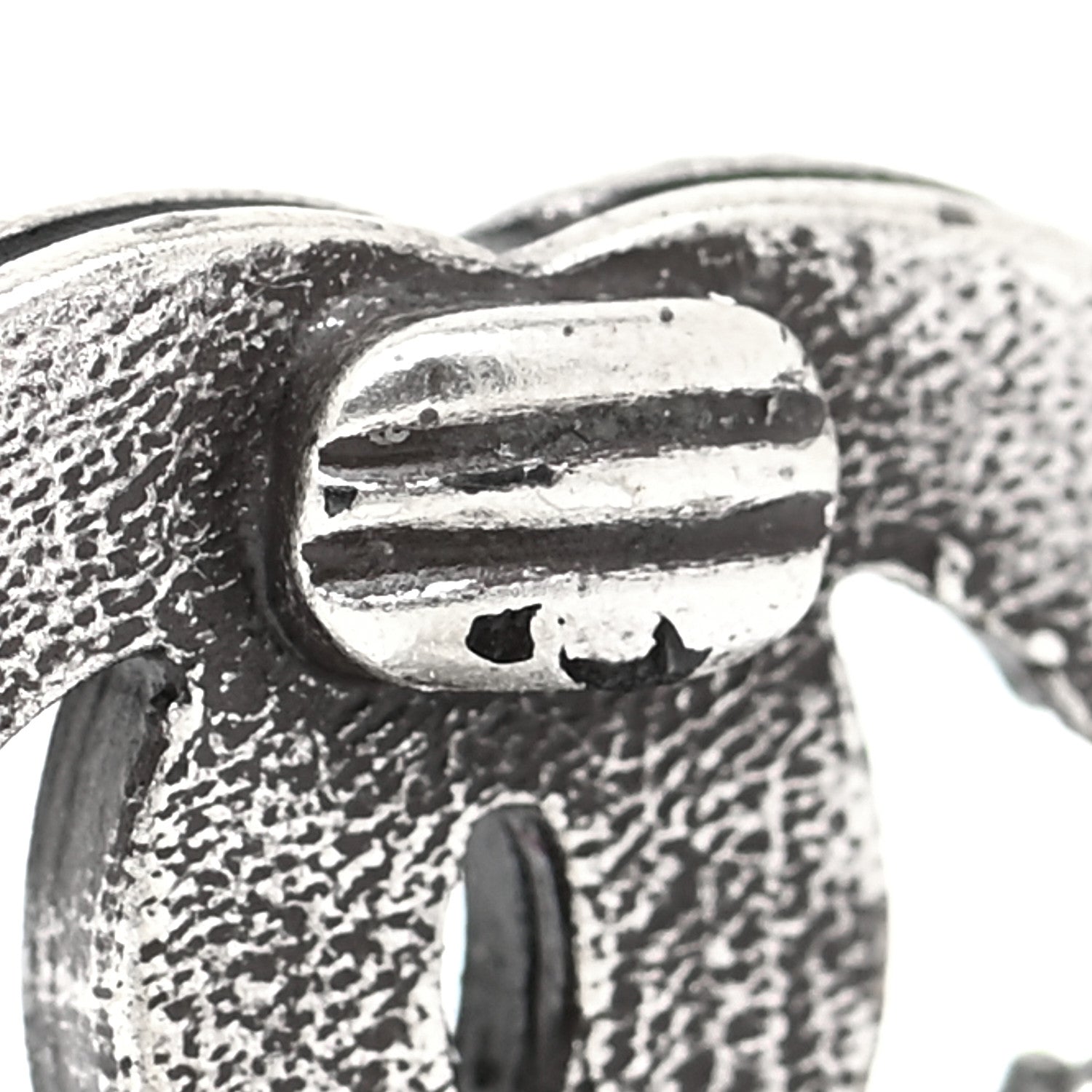 Chanel Ruthenium CC Clip On Earrings Silver Black 6 of 8
