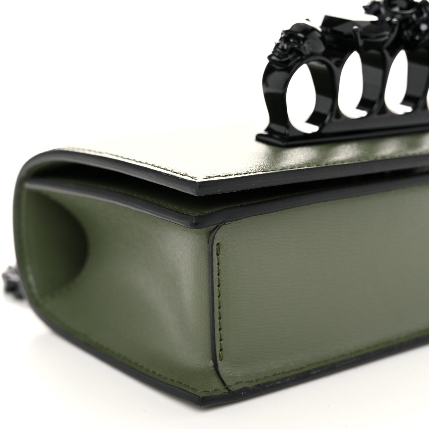 Alexander McQueen Calfskin Mini Jeweled Knuckle Satchel Khaki Green 8 of 11