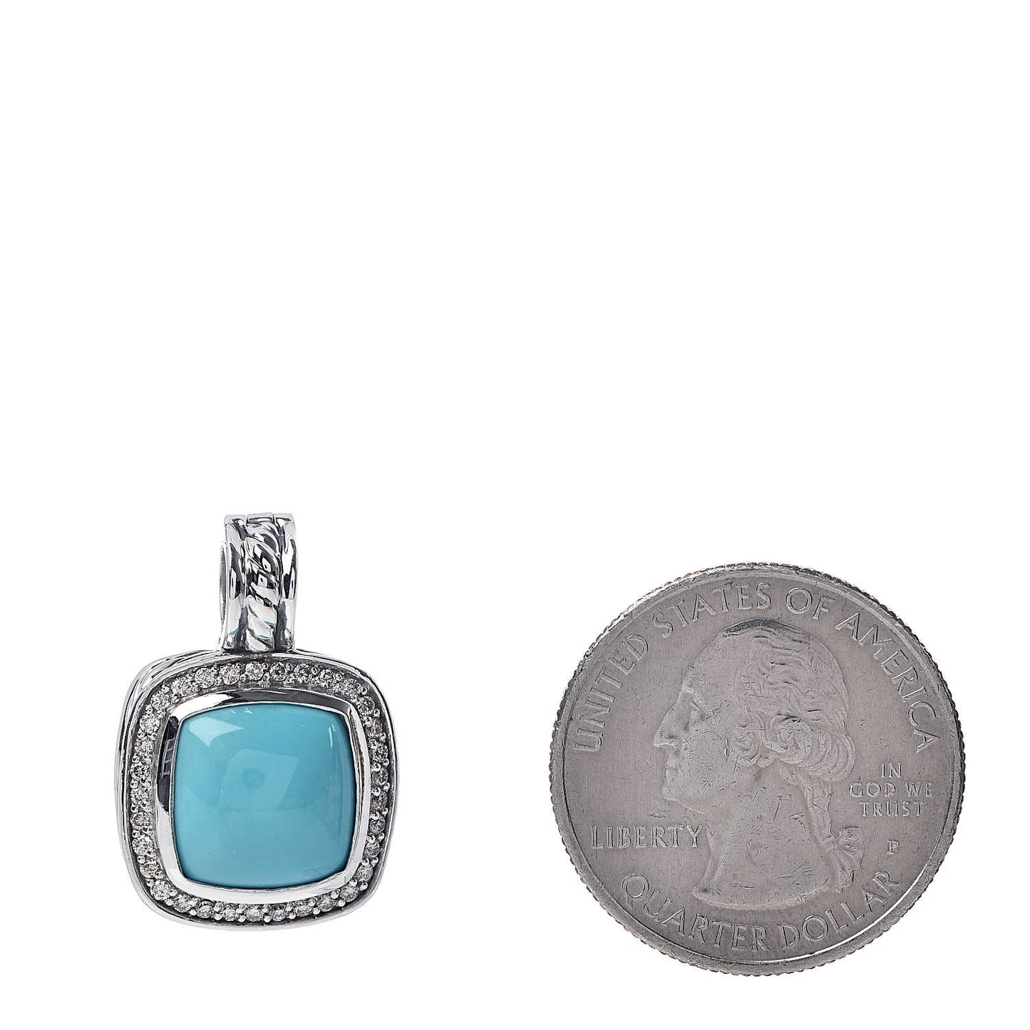 Sterling Silver Diamond Turquoise 11mm Albion Enhancer Pendant