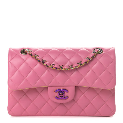 Chanel Lambskin Quilted Small Double Flap Pink Yellow 1 of 12