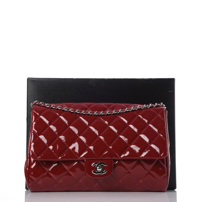 Chanel Patent Quilted Clutch With Chain Flap Red 8 of 8