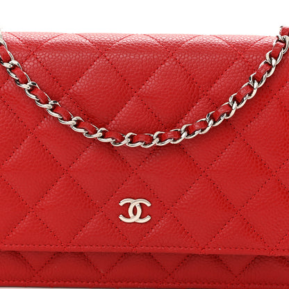 Chanel Caviar Quilted Wallet On Chain WOC Dark Red 10 of 12