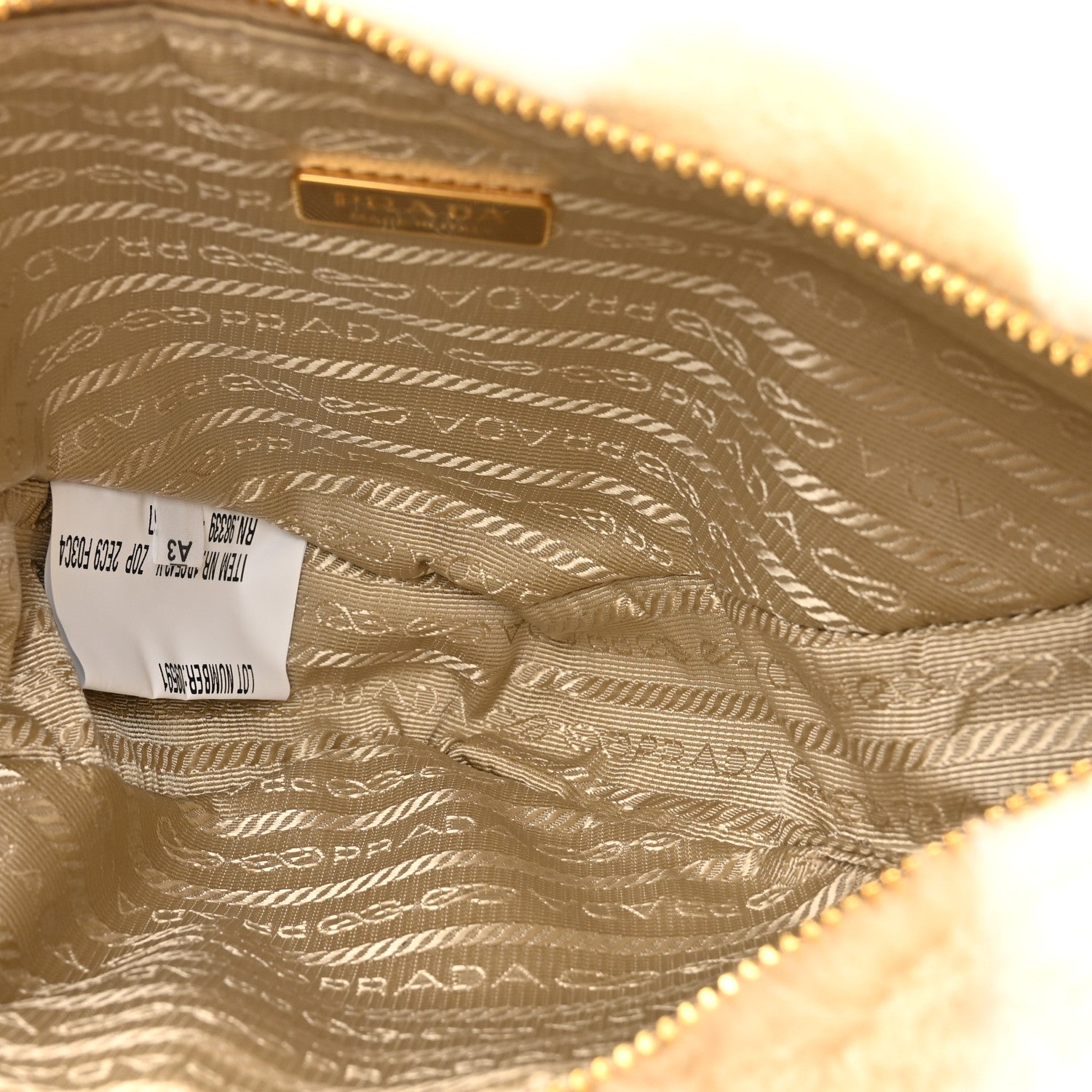 Prada Shearling Symbole Mini Triangle Bag Ecru White 5 of 9