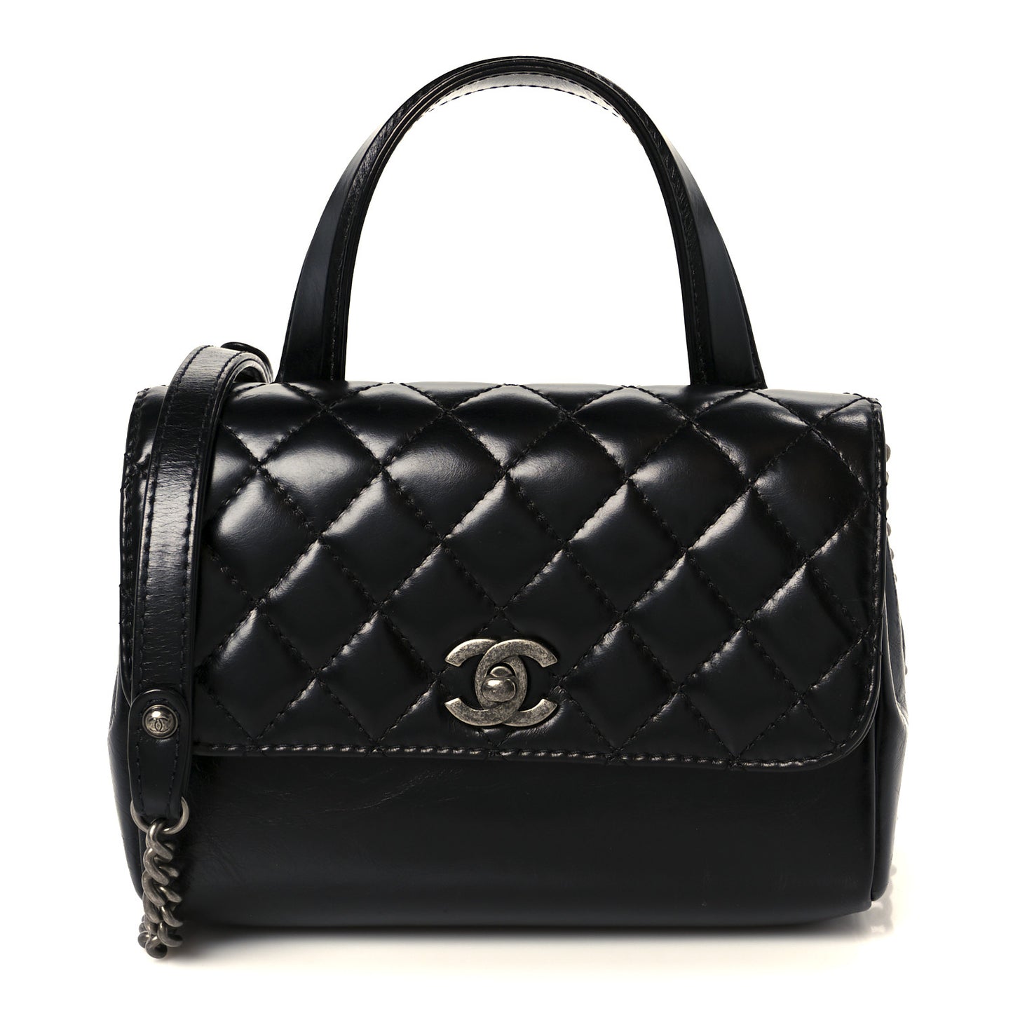 Glazed Calfskin Pilot Essentials Flap Black