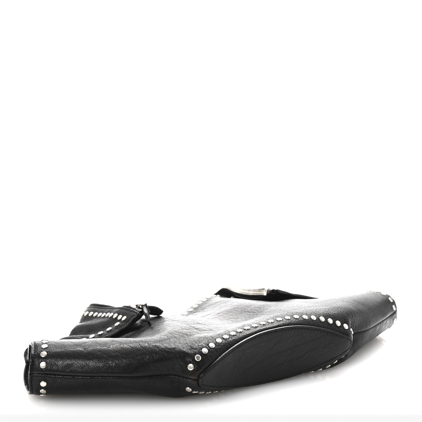 Calfskin Studded De Manta Clutch Black