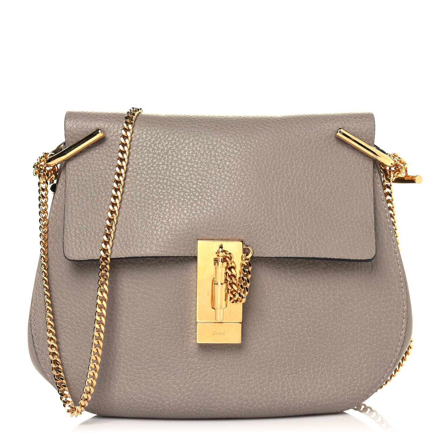 Grained Lambskin Drew Shoulder Bag Motty Grey