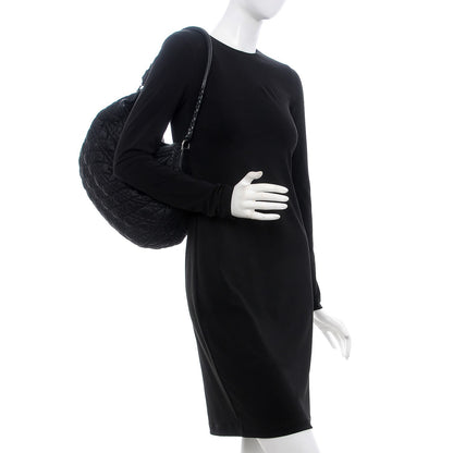 Christian Dior Satin Cannage Charming Hobo Black 2 of 13