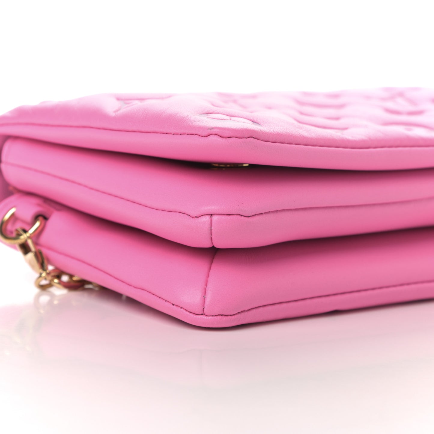 Lambskin Embossed Monogram Vuittamins Pochette Coussin Rose Violet