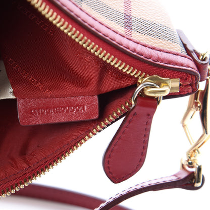 Burberry Haymarket Check Small Peyton Crossbody Clutch Bag Military Red 7 of 8