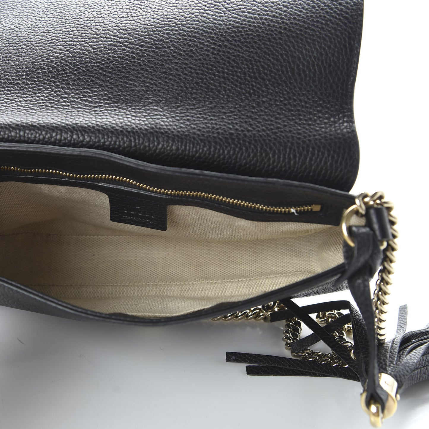 Pebbled Calfskin Medium Soho Flap Crossbody Black