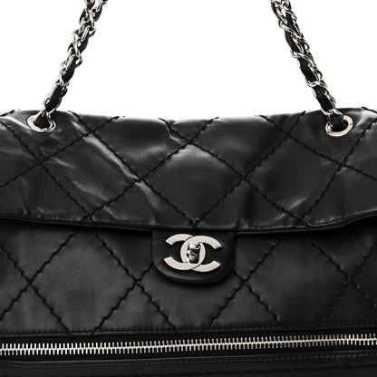 Chanel Calfskin Stitched Large Expandable Flap Bag Black 9 of 11