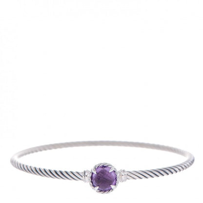 David Yurman Sterling Silver Amethyst 3mm Chatelaine Bracelet 1 of 5