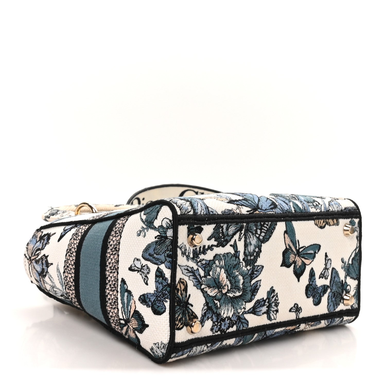 Christian Dior Canvas Toile de Jouy Mexico Embroidered Medium Lady D-Lite White Blue Multicolor 4 of 9