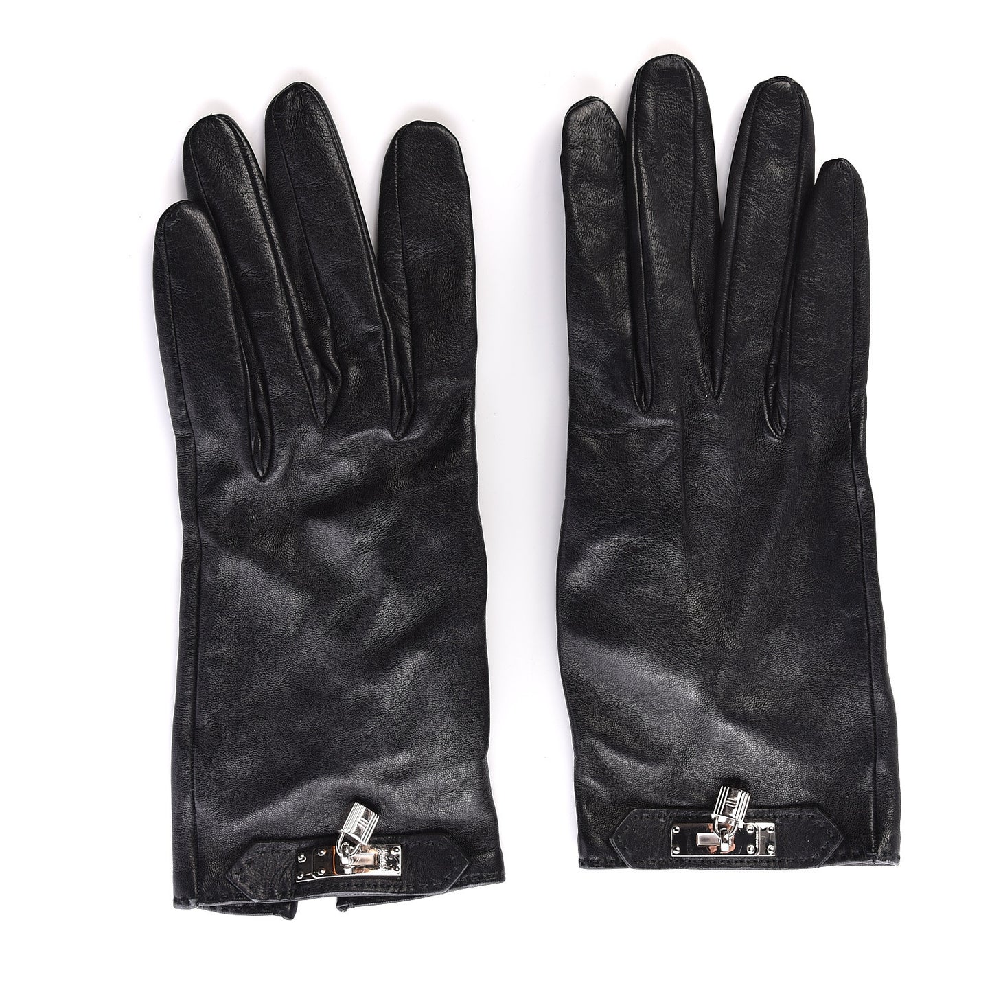 Lambskin Soya Kelly Lock Gloves 8.5 Black