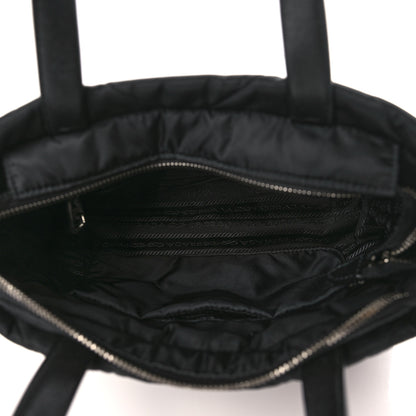 Prada Re-Nylon Nappa Triangle Quilted Padded Double Handled Zip Pocket Tote Black 5 of 9