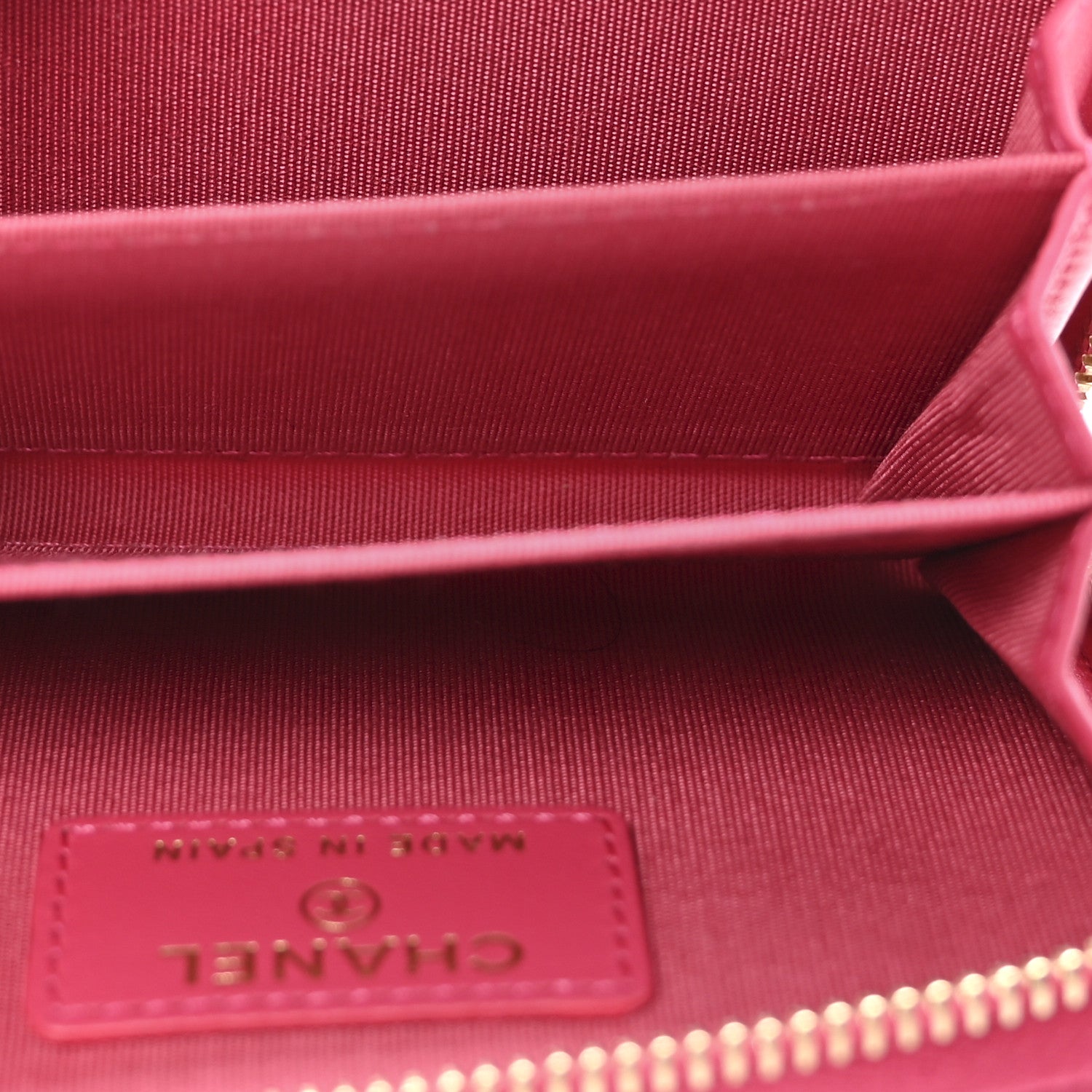 Chanel Shiny Goatskin Quilted Chanel 19 Zip Around Coin Purse Wallet Dark Pink 5 of 7