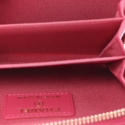 Chanel Shiny Goatskin Quilted Chanel 19 Zip Around Coin Purse Wallet Dark Pink 5 of 7