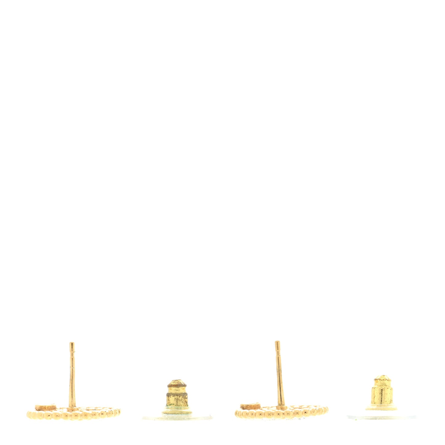 Metal Bead Round CC Stud Earrings Gold