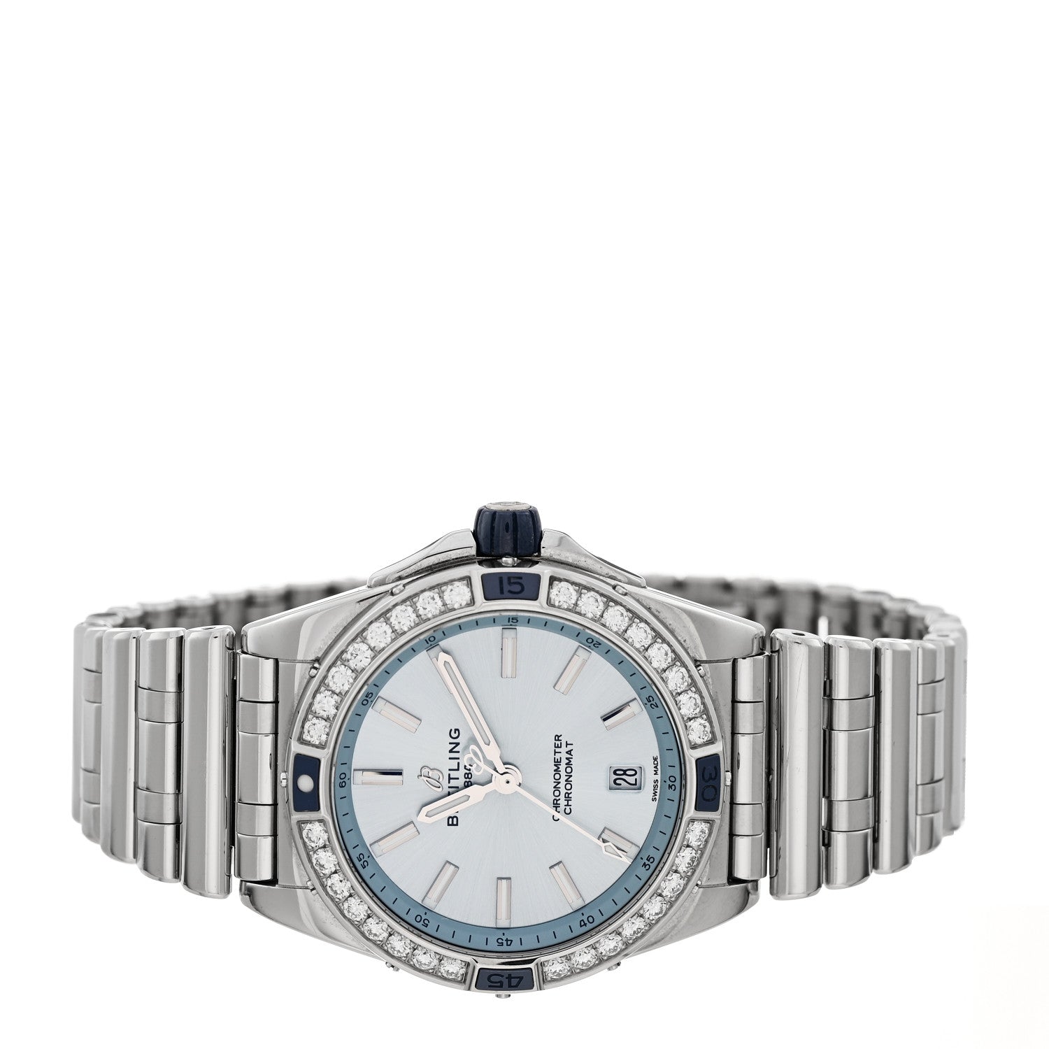 Breitling Stainless Steel Diamond Bezel 38mm Chronomat Automatic Watch Ice Blue A17356 2 of 5