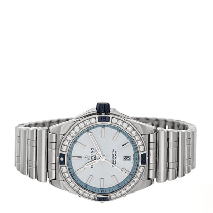 Breitling Stainless Steel Diamond Bezel 38mm Chronomat Automatic Watch Ice Blue A17356 2 of 5