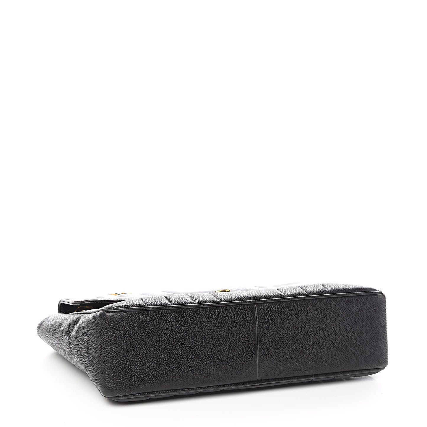 Caviar Vertical Quilted Jumbo Single Flap Black