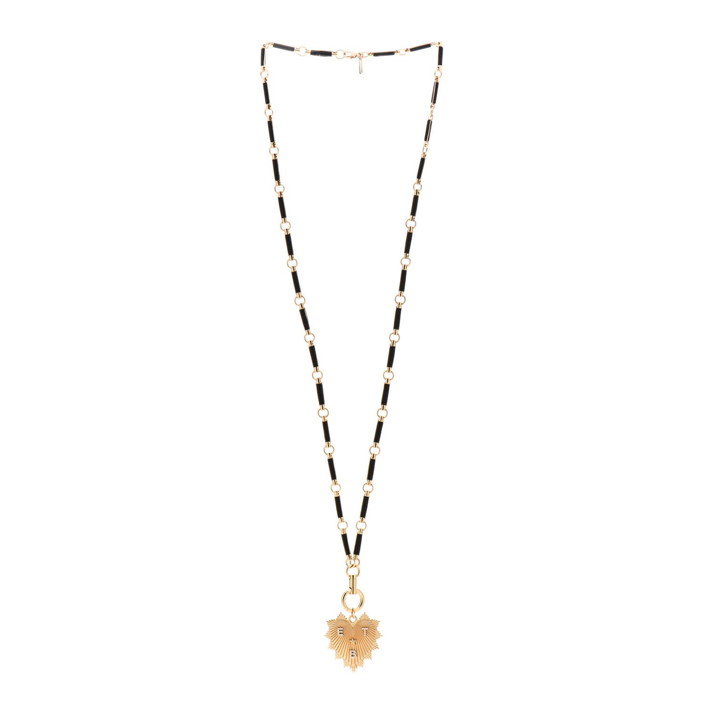 18K Yellow Gold Diamond Black Onyx Oversized Custom Heart Love Token Medallion Hanging Clockweight Chain Necklace