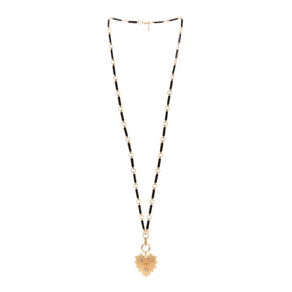 Foundrae 18K Yellow Gold Diamond Black Onyx Oversized Custom Heart Love Token Medallion Hanging Clockweight Chain Necklace 2 of 4