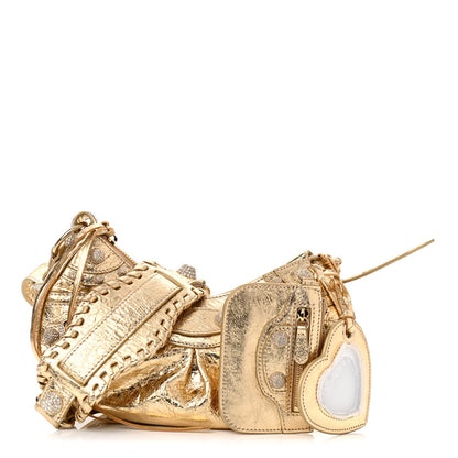 Balenciaga Metallic Agneau Arena Crystal Le Cagole Shoulder Bag XS Light Gold 1 of 11