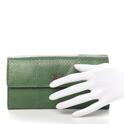 Chanel Snakeskin CC Long Flap Wallet Vert Fonce 2 of 10