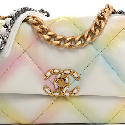 Chanel Printed Goatskin Quilted Medium Chanel 19 Flap White Multicolor 8 of 10