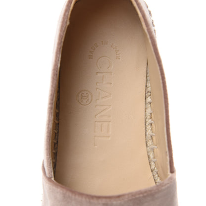 Chanel Velvet Logo Espadrilles 37 Beige Black 7 of 9