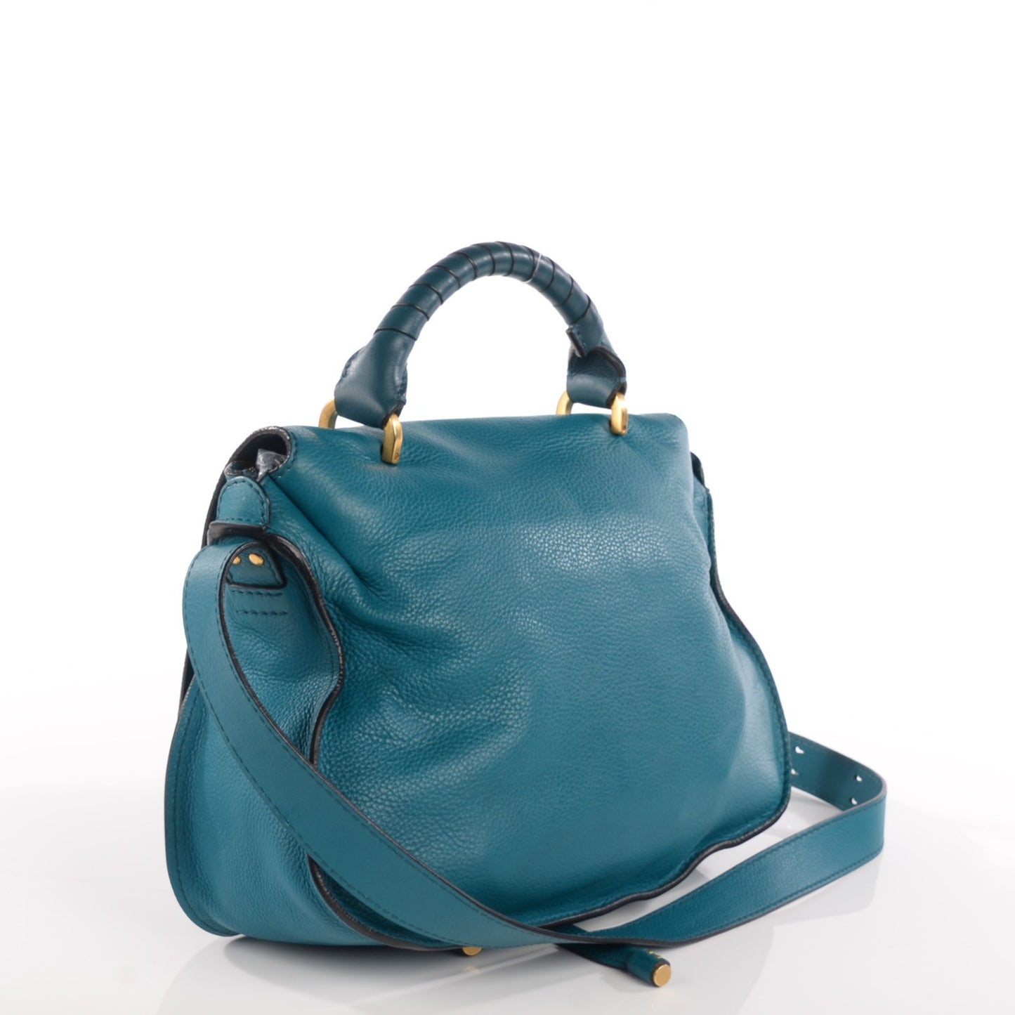 Calfskin Medium Marcie Top Handle Bag Laguna Blue