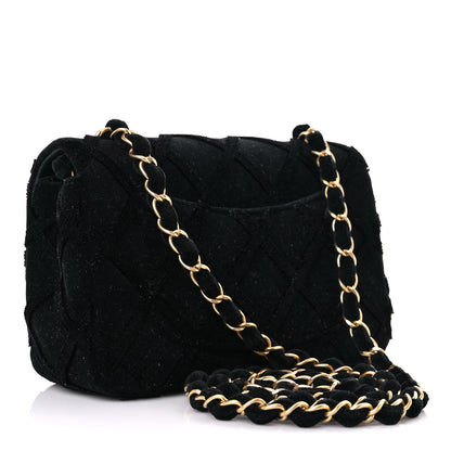 Chanel Velvet Quilted Mini Rectangular Flap Black 3 of 10