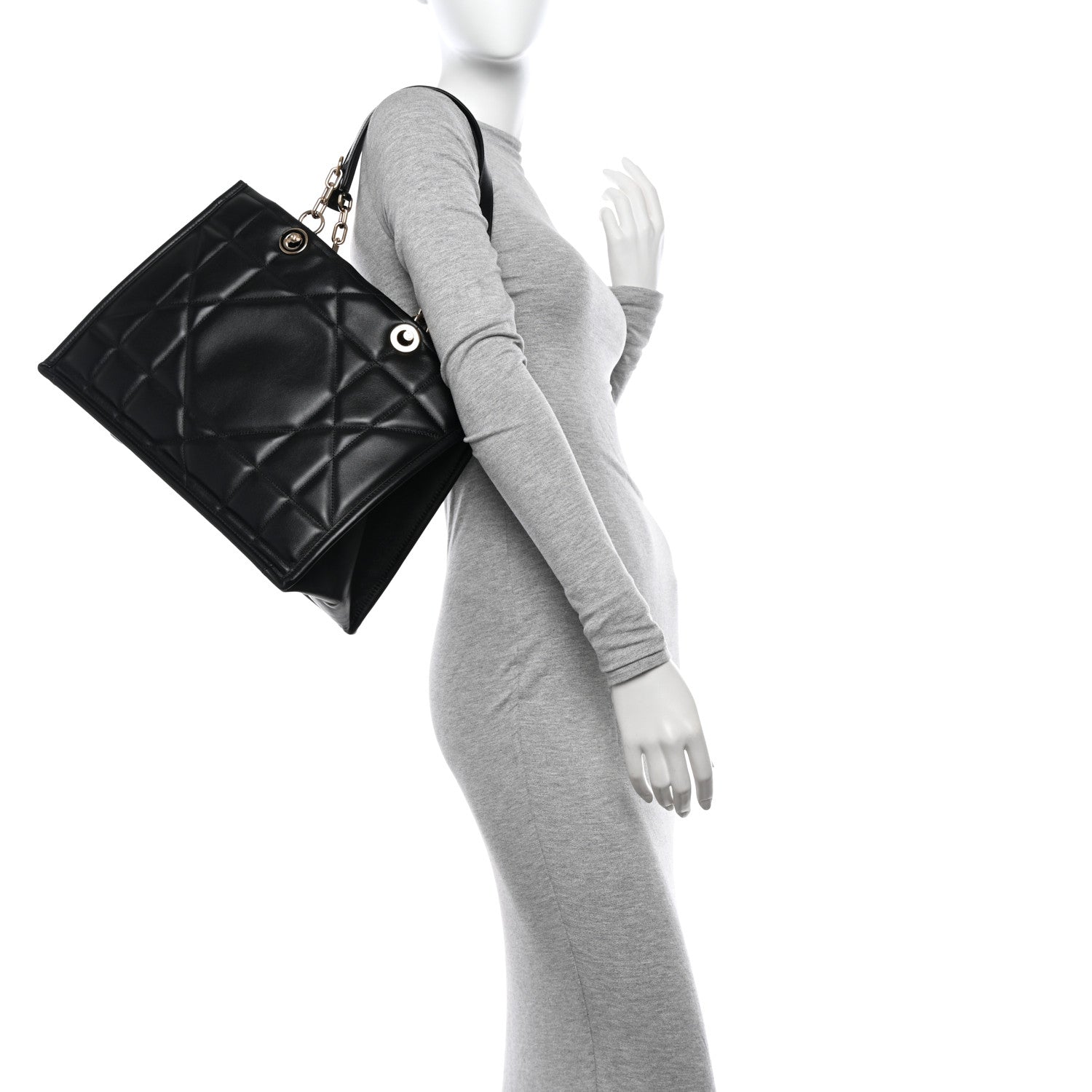 Christian Dior Calfskin Archicannage Medium Essential Tote Black 2 of 12