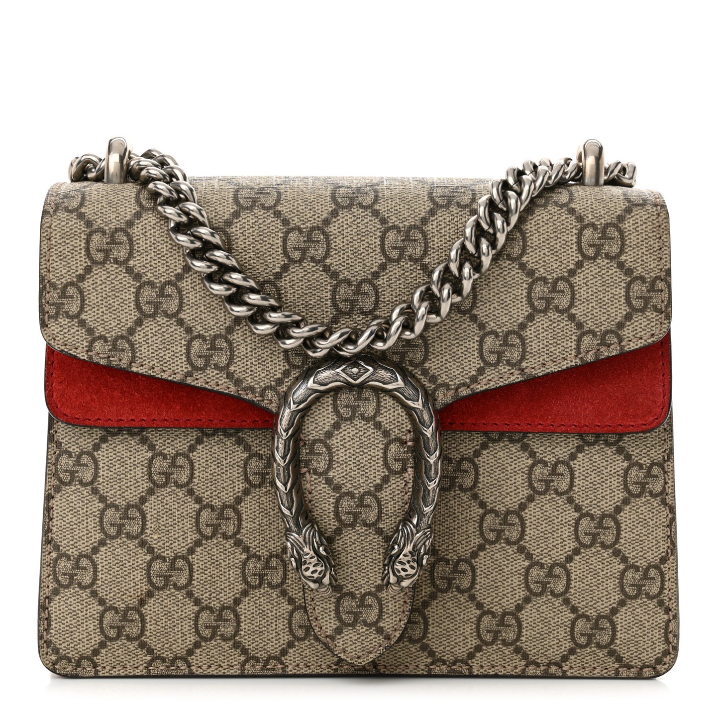 GG Supreme Monogram Mini Dionysus Shoulder Bag Hibiscus Red