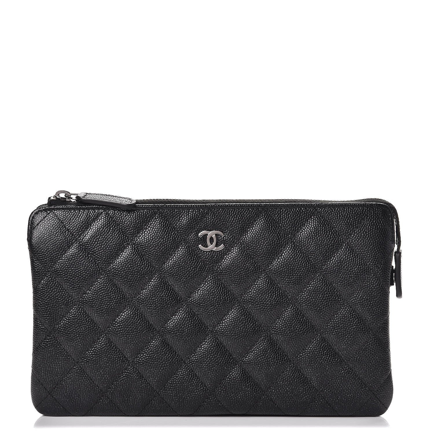 Chanel Iridescent Caviar Quilted Large Zipped Clutch Black 1 of 9
