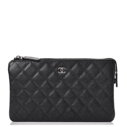 Chanel Iridescent Caviar Quilted Large Zipped Clutch Black 1 of 9
