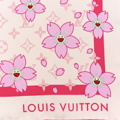Louis Vuitton LV X TM Silk Monogram Cherry Blossom Square 70 Scarf Pink 2 of 3